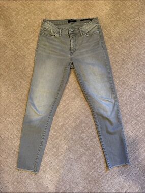 Banana Republic Premium Denim Mid-Rise Skinny Raw Hem Jeans 27P Gray